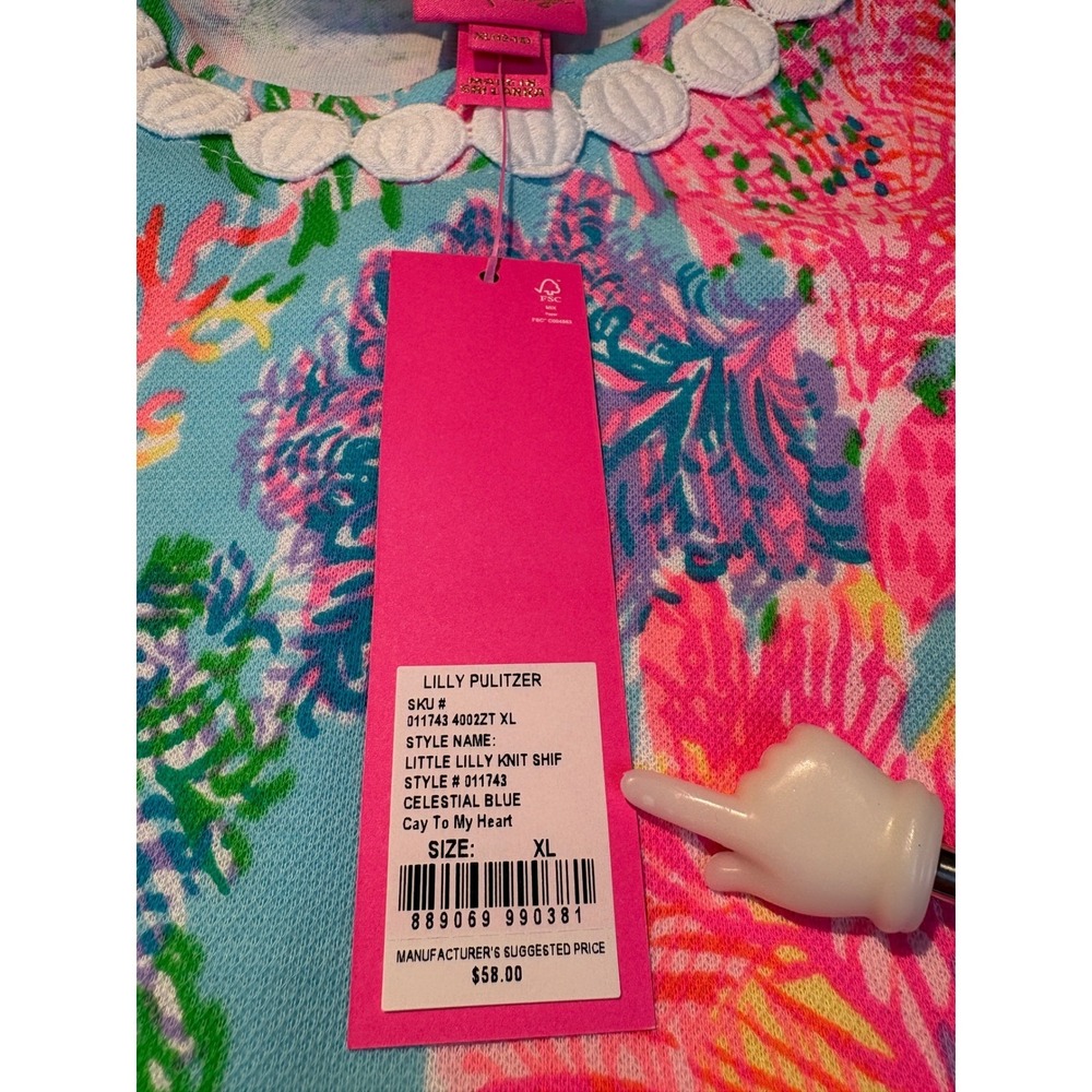 Lilly Pulitzer Girls XL 12-14 Little Lilly Knit Shift Dress Celestial Blue NWT - Picture 3 of 6